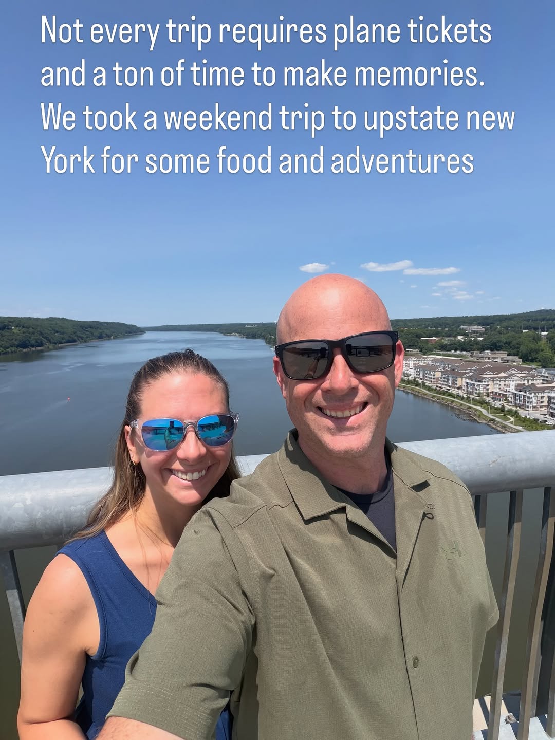 Robert Kennedy and travel companion on a river bridge in the Hudson Valley